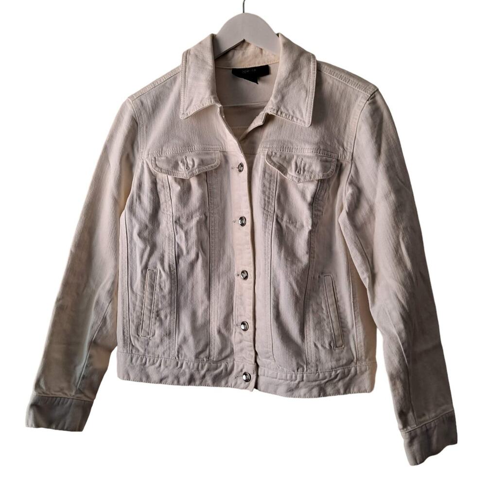 Style & Co White Long Sleeve Jeans Button Down Jacket - Size S